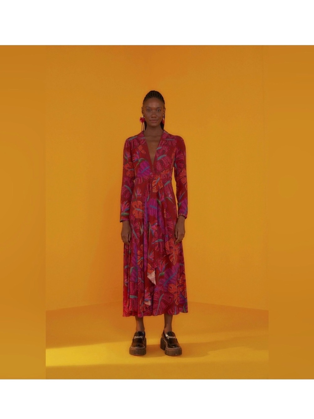 FARM Rio Red & Purple Floral Wrap Maxi Dress